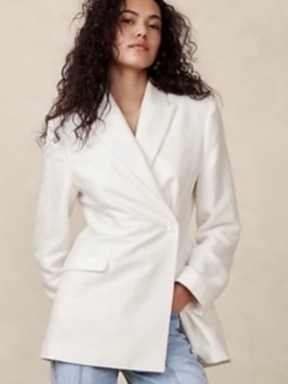 šBanana Republic Linen Viscose Blazer - 2024 Hourglass - Ivory - Size 4 - NWT